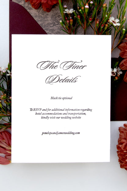 Penelope Wedding Details Card